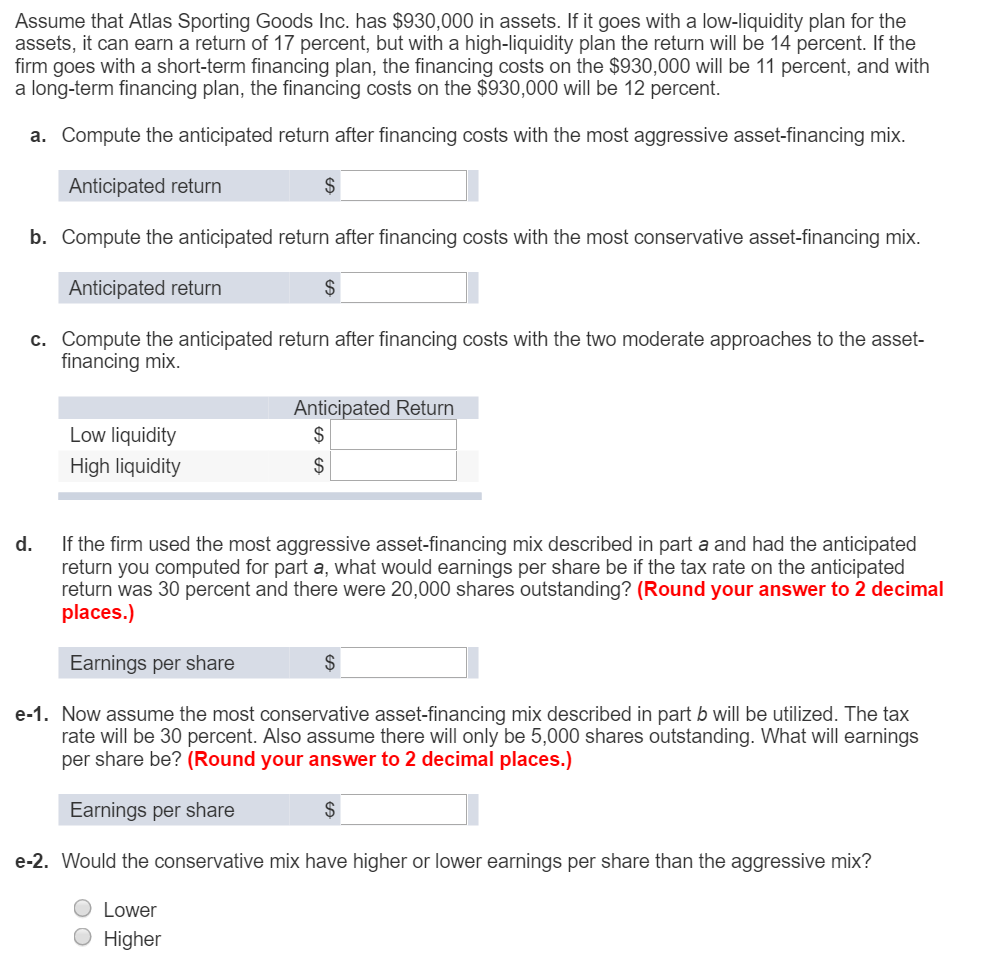 Solved Assume that Atlas Sporting Goods Inc. has $930,000 in | Chegg.com