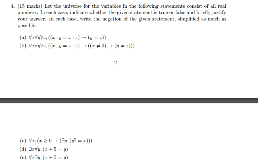 Solved 4. (15 Marks) Let The Universe For The Variables In | Chegg.com