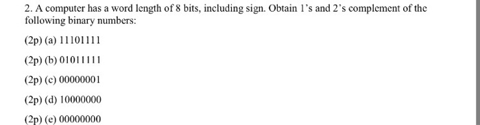 Solved A computer has a word length of 8 bits, including | Chegg.com