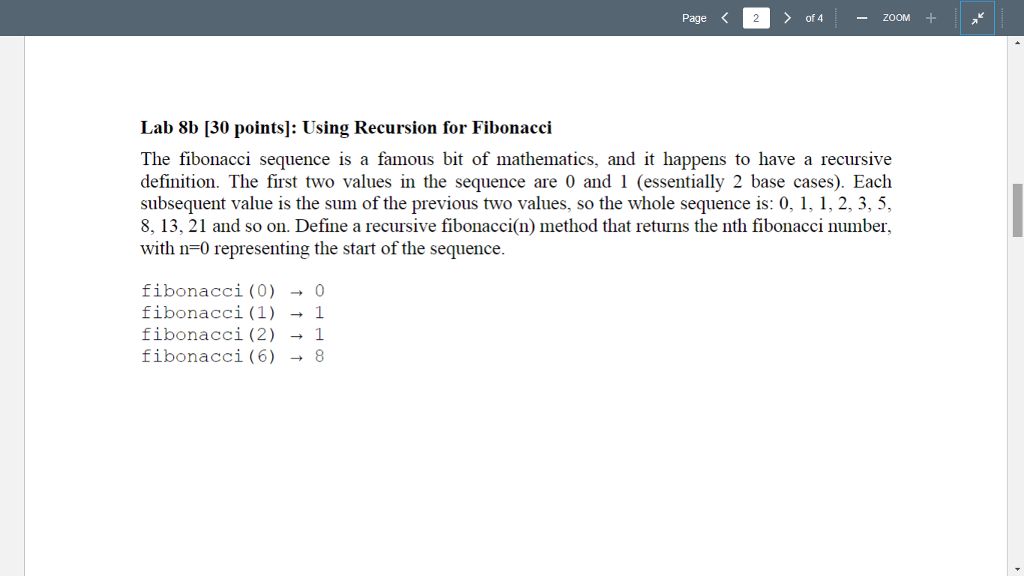 Solved Page of 4 - ZOOM + Lab 8b (30 points]: Using | Chegg.com