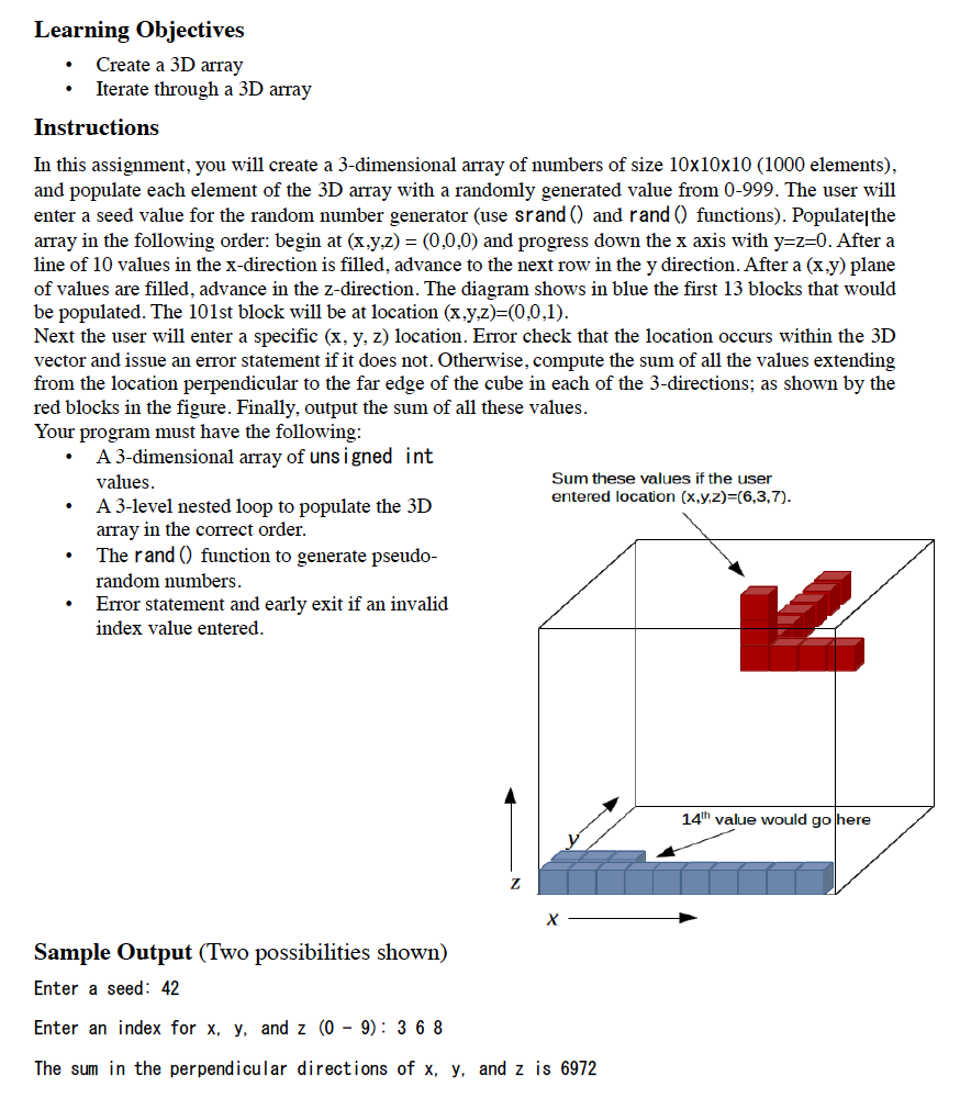 Solved In this assignment, you will create a 3-dimensional | Chegg.com