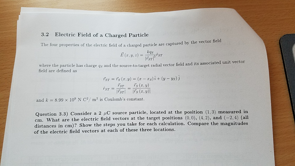 Solved 3.2 Electric Field of a Charged particle The four | Chegg.com