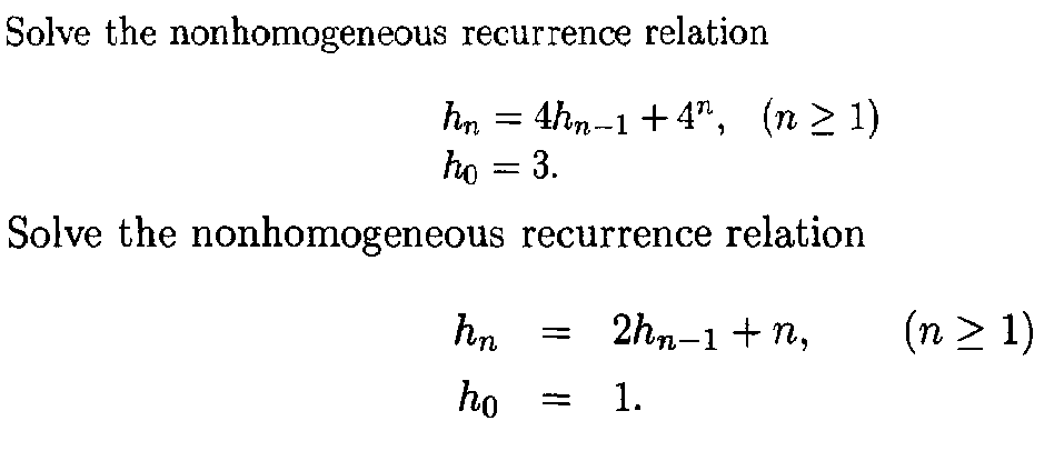 Non Homogeneous Recurrence Relation Examples Pdf