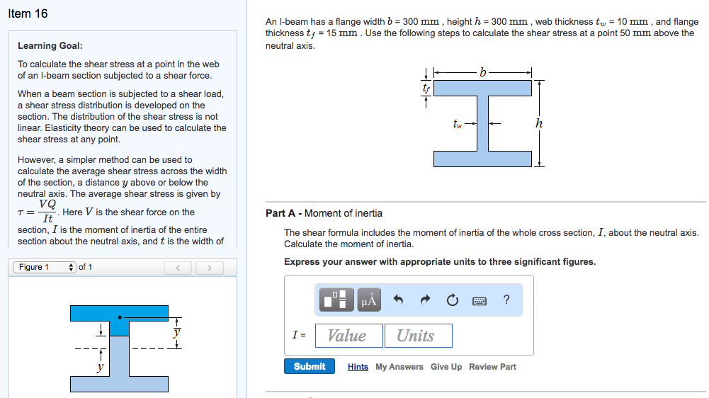 Solved tem 16 Learning Goal: To calculate the shear stress | Chegg.com