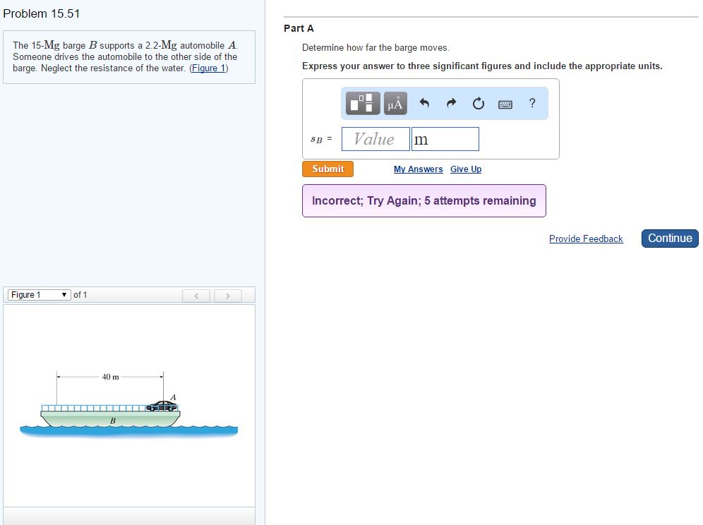 Solved The 15-Mg Barge B Supports A 2.2-Mg Automobile A. | Chegg.com