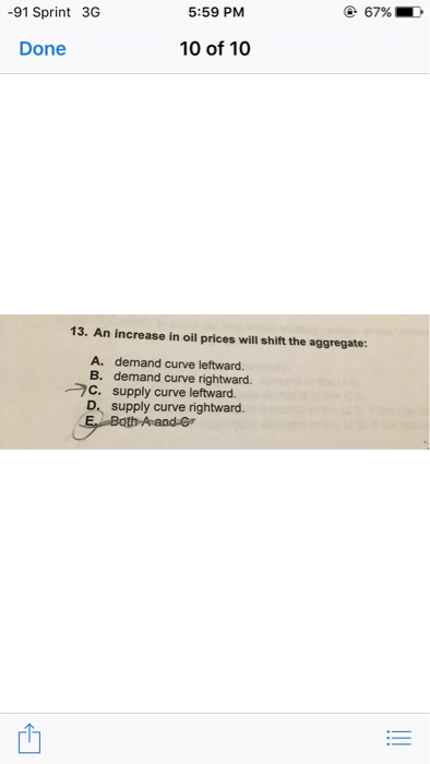 Solved An increase in oil prices will shift the aggregate: | Chegg.com