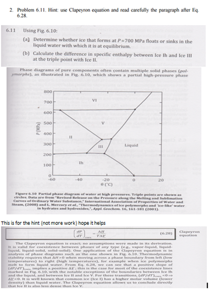 Using Fig.6.10; (a) Determine whether ice that forms