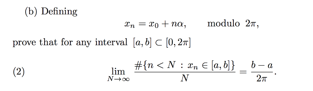 Defining x_n = x_0 + n alpha, modulo 2 pi, prove | Chegg.com