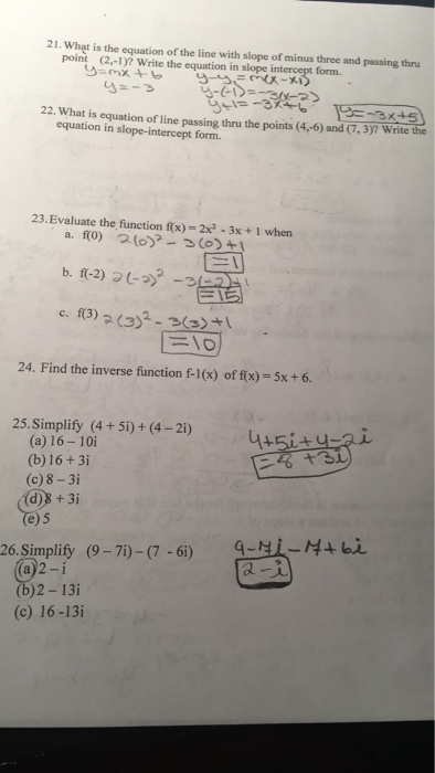 Solved What is the equation of the line with slope of minus | Chegg.com