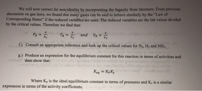 Solved We Will Now Correct For Non ideality By Incorporating Chegg