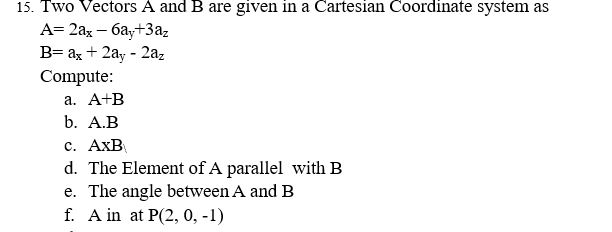 Solved 15 Two Vectors A And B Are Given In A Cartesian Chegg Solved 15 Two Vectors A And B Are Given In A Cartesian Chegg
