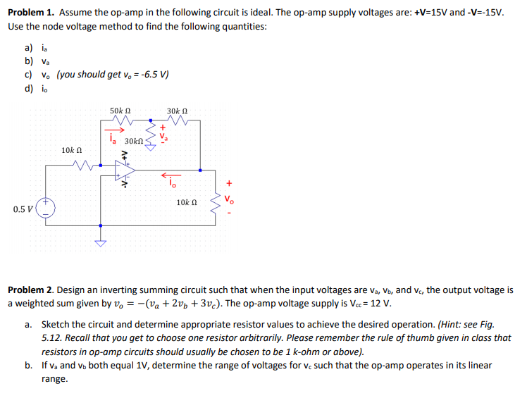 Solved Problem 1. Assume The Op-amp In The Following Circuit | Chegg.com