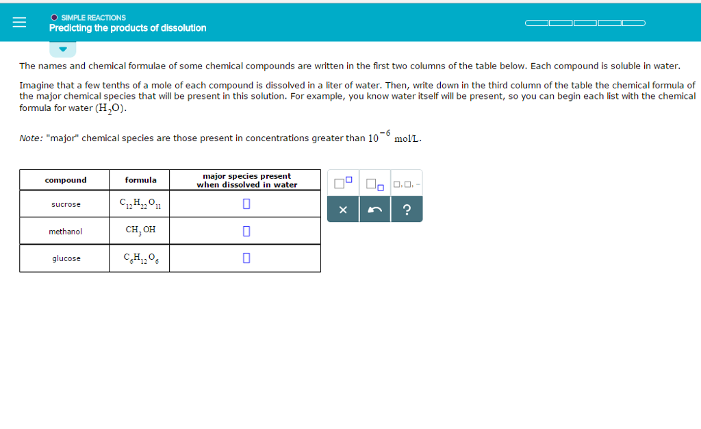 Solved The names and chemical formulae of some chemical | Chegg.com