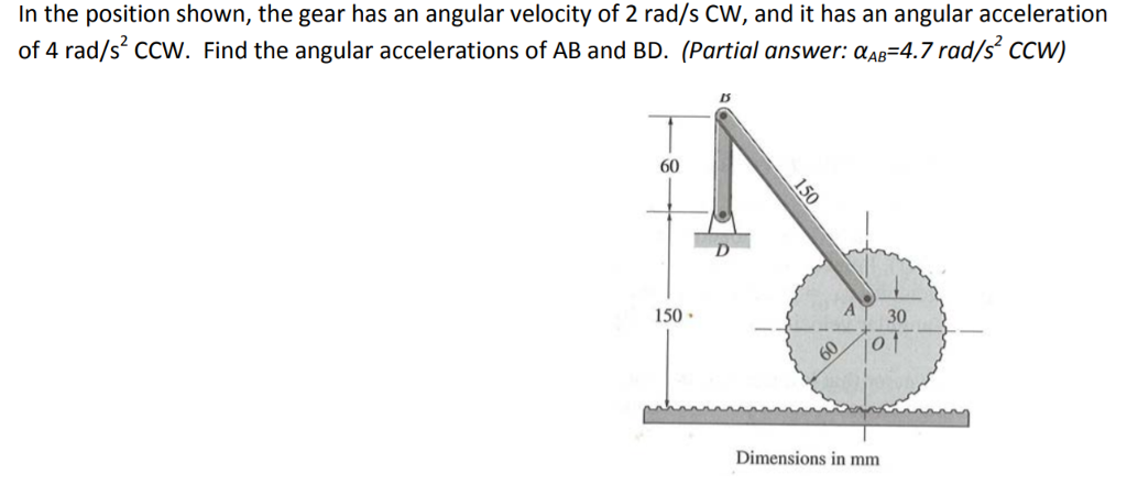 Solved In the position shown, the gear has an angular | Chegg.com