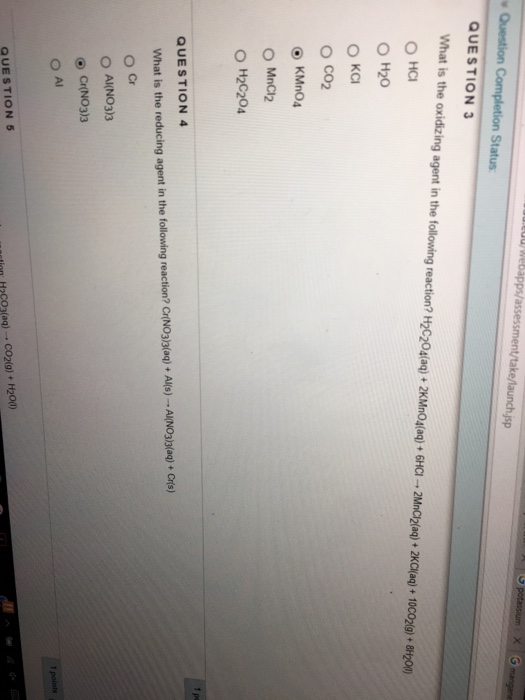 Solved What is the oxidizing agent in the following | Chegg.com