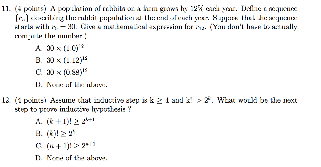 Solved: 11, (4 Points) A Population Of Rabbits On A Farm G... | Chegg.com