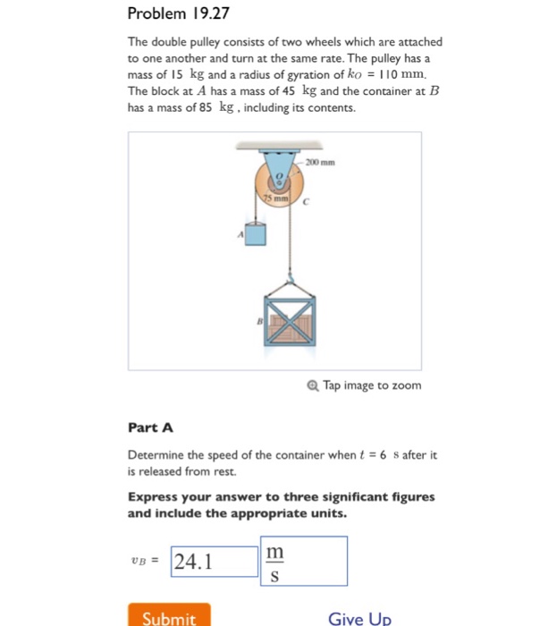 Solved The double pulley consists of two wheels which are