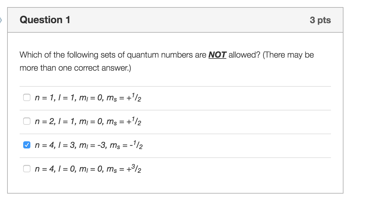 Which One Of The Following Sets Of Quantum Numbers Is Not Possible