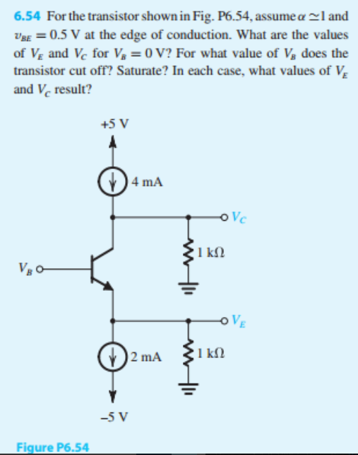 Solved For the transistor shown in Fig. assume alpha 1 and