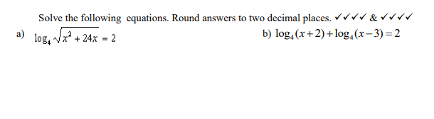 Solved Solve the following equations. Round answers to two | Chegg.com