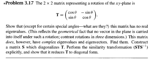 Solved «Problem 3.17 The 2 x 2 matrix representing a | Chegg.com