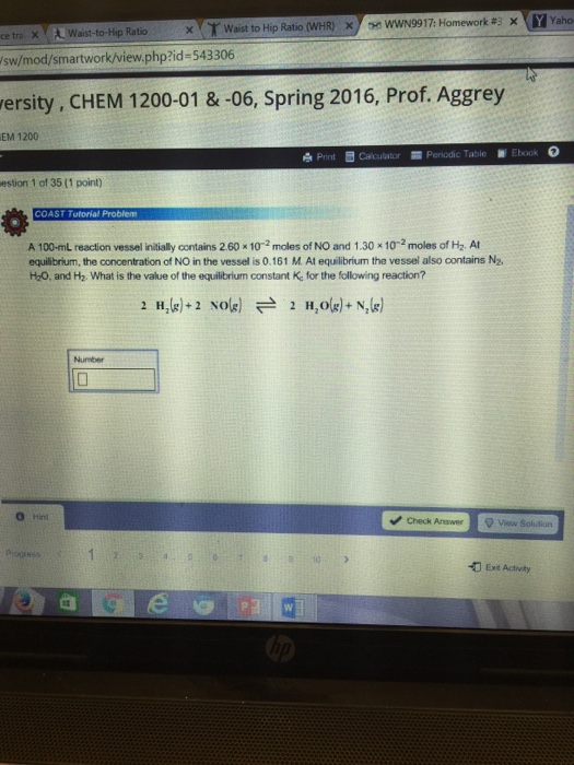 Solved A 100mL reaction vessel initially contains 2.60