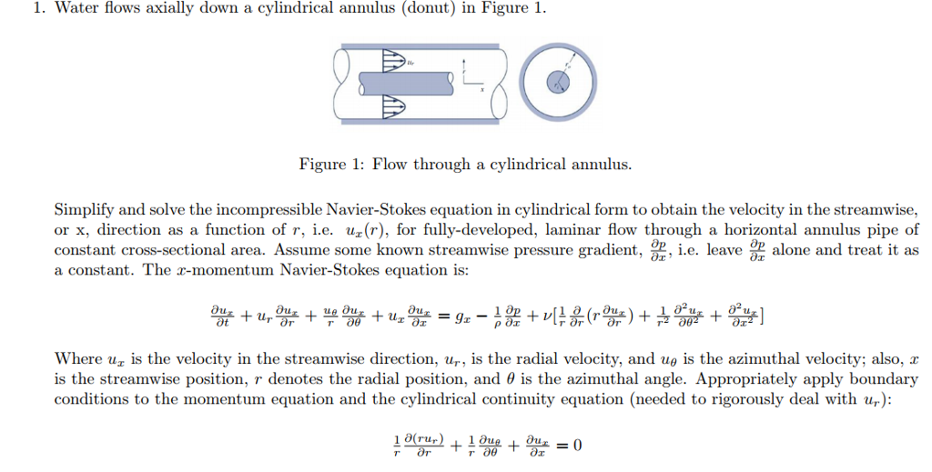 Solved Water flows axially down a cylindrical annulus