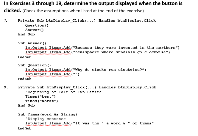 Solved In Exercises 3 through 19, determine the output | Chegg.com