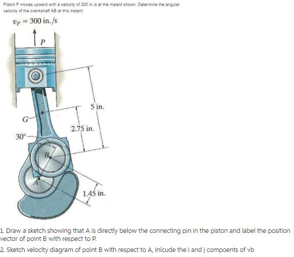 Solved Piston P moves upward with a velocity of 300 inis at