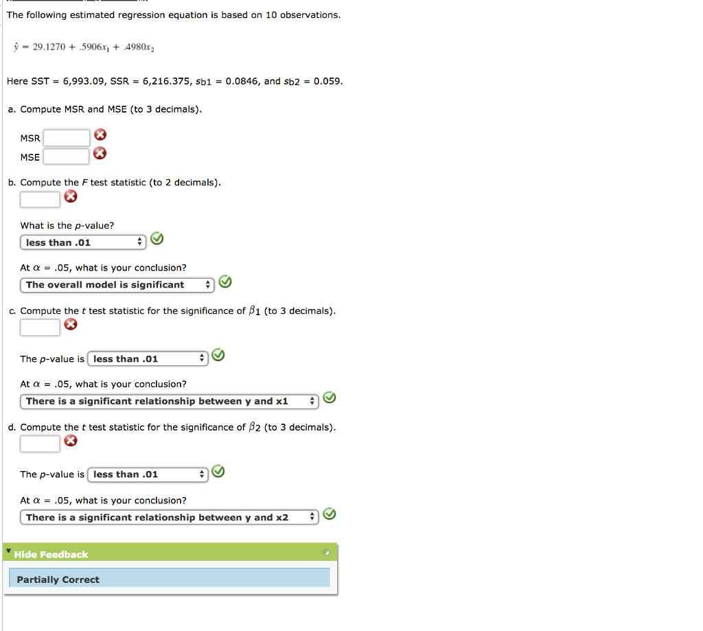 Solved The following estimated regression equation is based