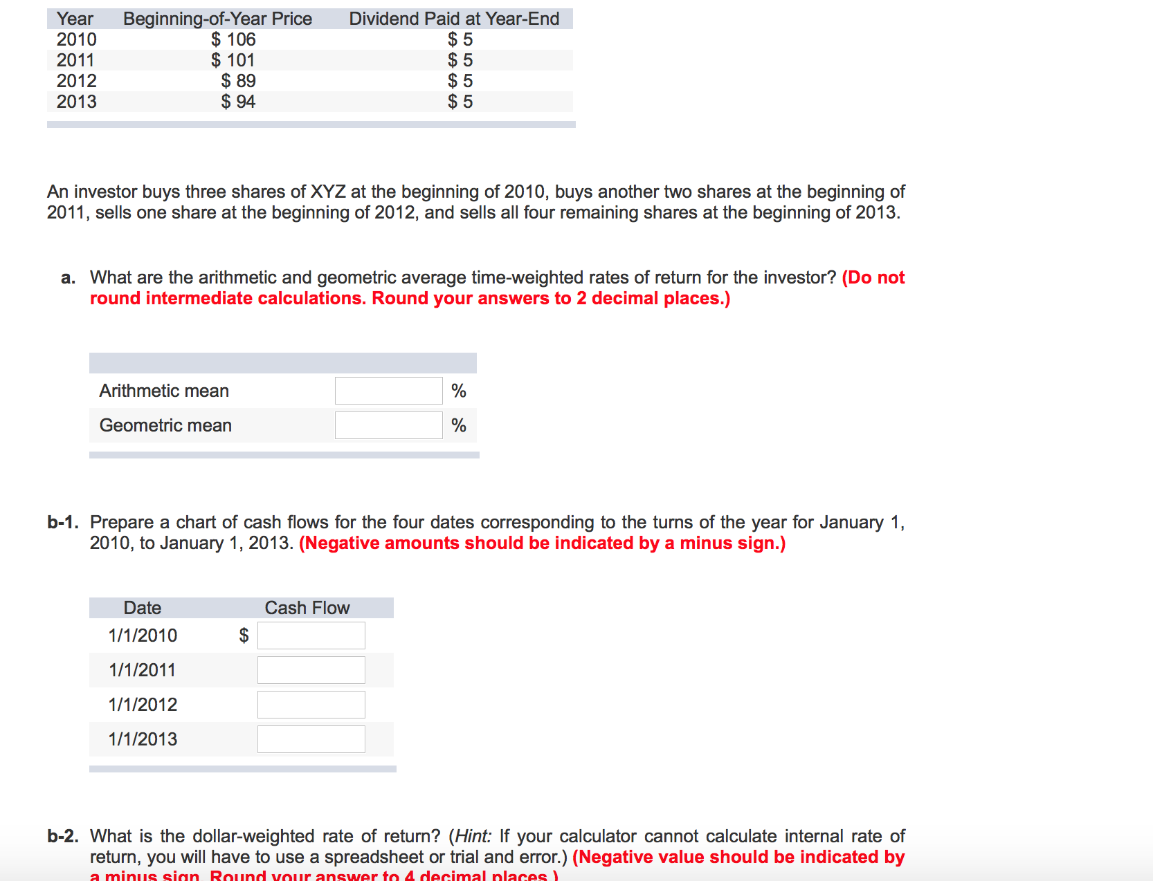 Solved An Investor Buys Three Shares Of XYZ At The Chegg