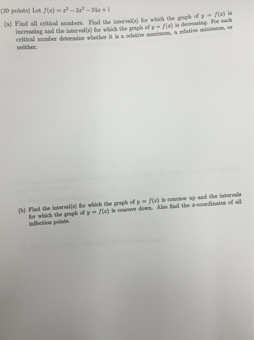 Solved Let F x X 2 3x 2 24x 1 Find All Critical Chegg