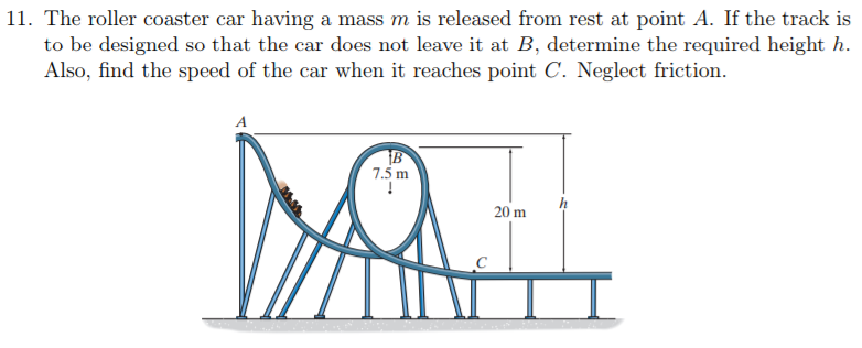 Solved 11. The roller coaster car having a mass m is | Chegg.com