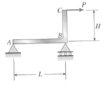 Solved A horizontal load P acts at end C of the bracket ABC