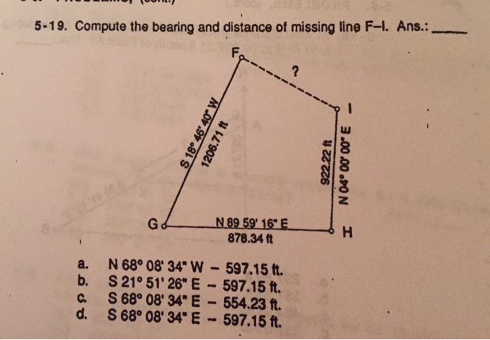Solved 5-19. Compute the bearing and distance of missing | Chegg.com