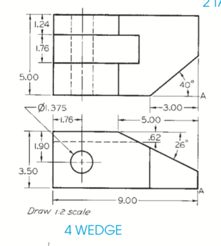 Solved 1.24 I .76I 5.00 40° 니A ¢1.375 3.00 1.76 5.00 62 T26 | Chegg.com