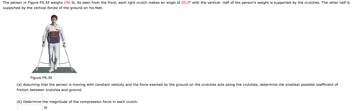 Solved The person in Figure P5.35 weighs 190 lb. As seen | Chegg.com
