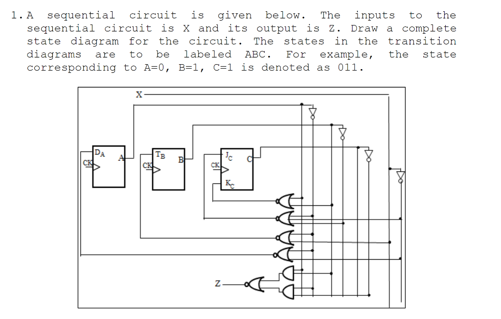 Solved 1 A Sequential Circuit Is Given Below The Inputs To