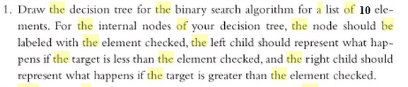Draw the decision tree for the binary search | Chegg.com