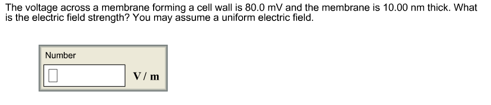 Solved The voltage across a membrane forming a cell wall is | Chegg.com