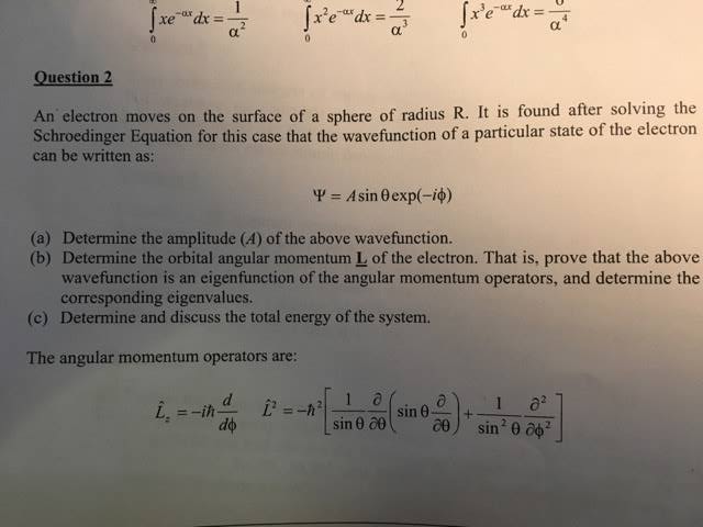 Solved An electron moves on the surface of a sphere of | Chegg.com