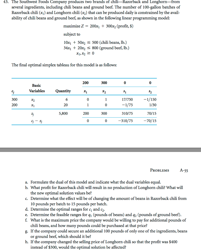 Solved 43. The Southwest Foods Company produces two brands | Chegg.com