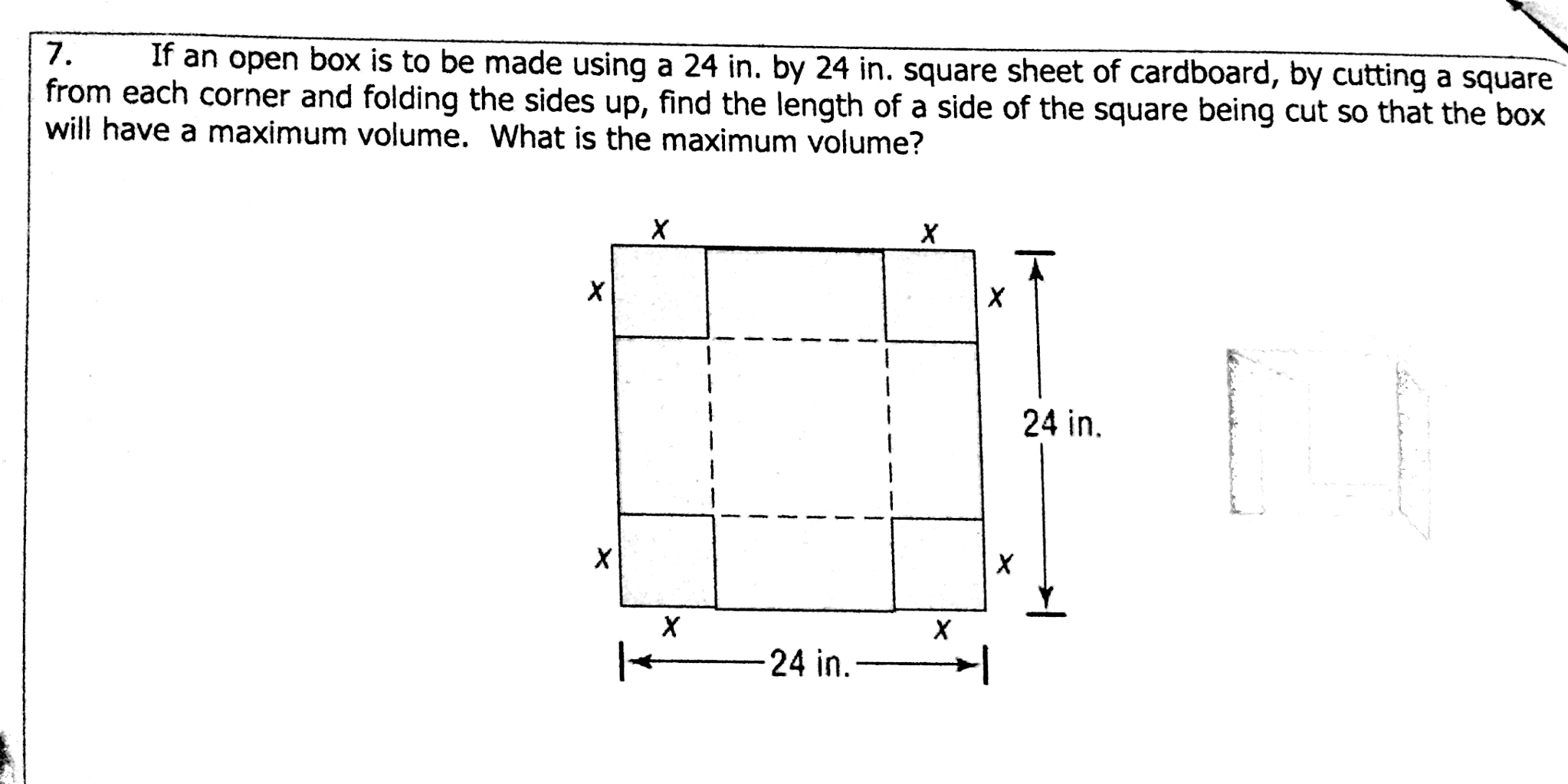 solved-if-an-open-box-is-to-be-made-using-a-24-in-by-24-in-chegg