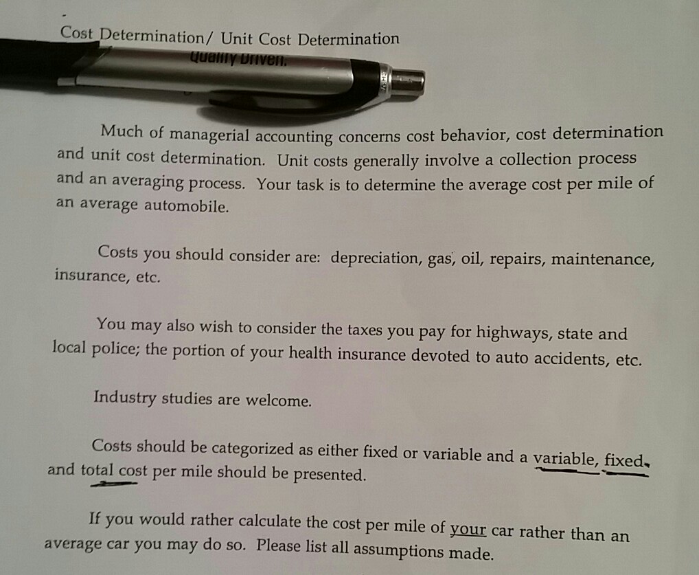 Average Cost Of Driving Per Mile