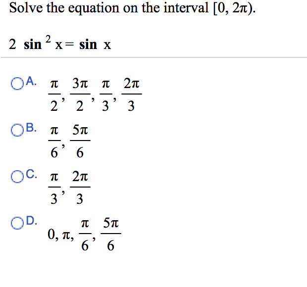 Решите уравнение 6 sin 2 x sin x 2