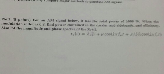 Solved For an AM signal below, it has the total power of | Chegg.com
