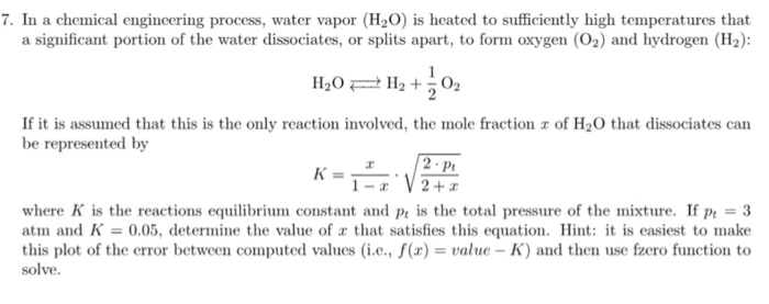 In a chemical engineering process, water vapor (H_2O) | Chegg.com