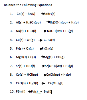 Solved Balance the Following Equations 1. Co(s)Br() oB(s) 2. | Chegg.com