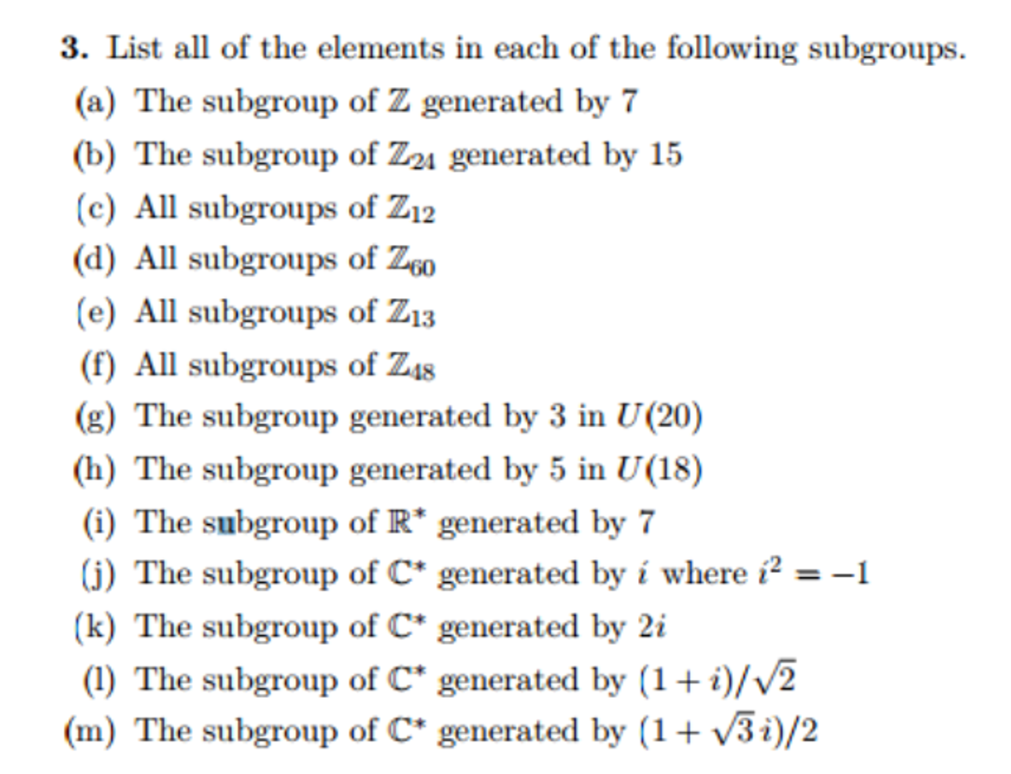 Solved List all of the elements in each of the following | Chegg.com