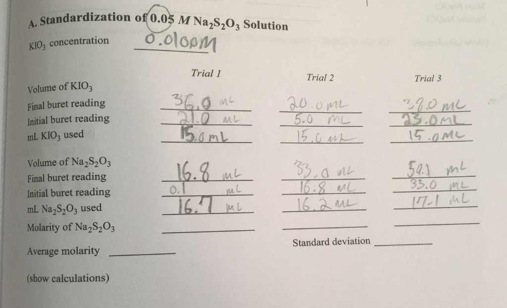 Solved OxidationReduction Titrations II analysis of Bleach